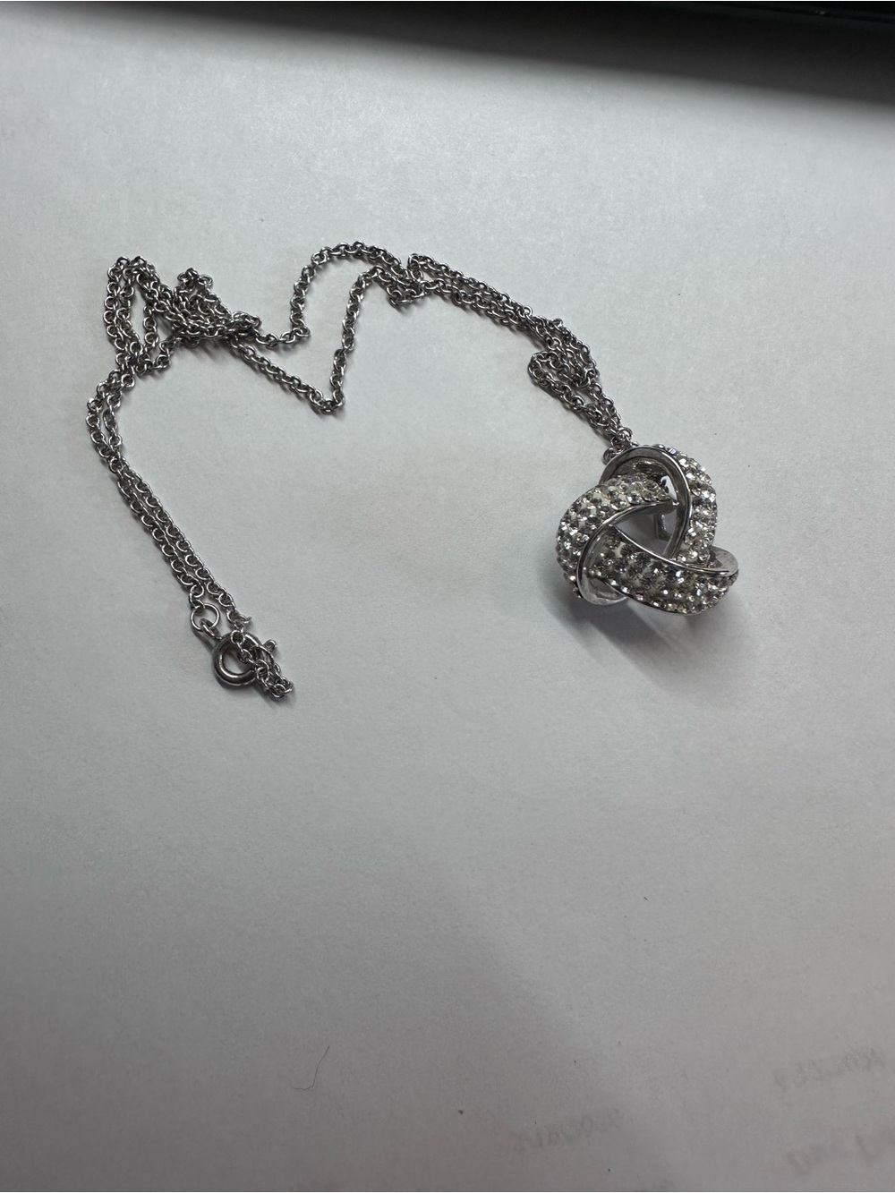 Silver Crystal Knot Pendant Necklace - Women Jewelry